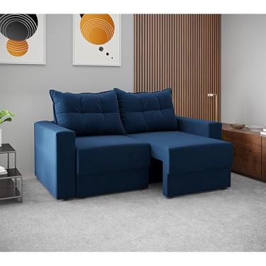 Imagem de Sofá 2 Lugares Retrátil Lubeck Suede Azul Marinho 140 cm