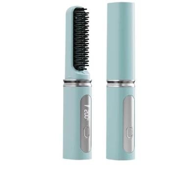 Imagem de Escova Alisadora, Escova Alisadora Recarregável Modeladora com 3 Cores e sem Fio, 16mm-20mm(Azul)