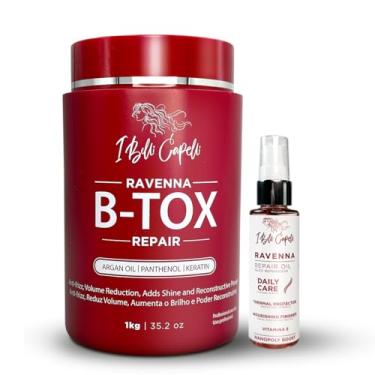 Imagem de I Belli Capelli Ravenna Kit de Alisamento Capilar – Hair B-tox Reparador + Óleo Reparador – Antifrizz, Hidratação Intensa e Brilho – Sem Formol – Tratamento Capilar B-tox para Todos os Tipos de Cabelo (Kit com 2 Unidades)
