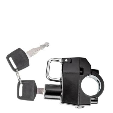 Imagem de Trava Tranca de Capacete para Moto Liga de Alumínio Preta Sistema Anti-Roubo Compatível com Guidão 22-25mm com 2 Chaves de Segurança à Prova D'água