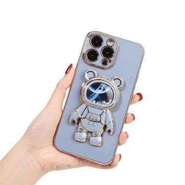 Imagem de Capa para iPhone 16 Pro Max, à Prova de Choque, 360° Proteção Completa, Capa de Moda com Suporte Astronauta, TPU Anti-Queda, Proteção de Câmera, Antiamarelo (16PM, Azul)