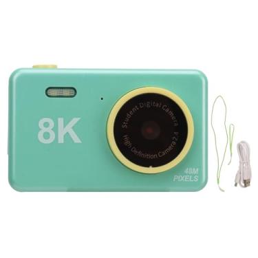 Imagem de Câmera portátil fofa selfie infantil câmera digital 48MP HD câmera dupla tela IPS de 2,4 polegadas câmera infantil para crianças meninos meninas presentes de aniversário (Grön)