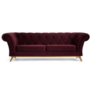 Imagem de Sofá 260cm 4 Lugares Base Madeira Império C-278 Veludo Marsala - Domi