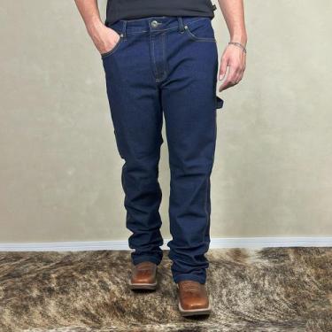Imagem de Calca Country Carpinteira Masculina Cowboy Texana Pura Raça, Azul escu