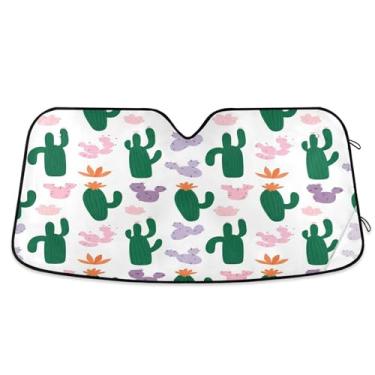 Imagem de SEHANY Pára-brisa de carro cacto planta verde para-sol dobrável janela frontal protetor de viseira solar para carro, SUV, caminhão - Mantenha o veículo fresco, 139 x 70 centímetros