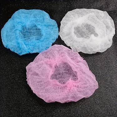 Imagem de Toucas Bouffant descartáveis, rede de cabelo de 53 cm, redes de cabelo não tecidas para trabalhadores de serviços de alimentação, sono, laboratórios, hospital, salão, cozinha - 30 peças azuis