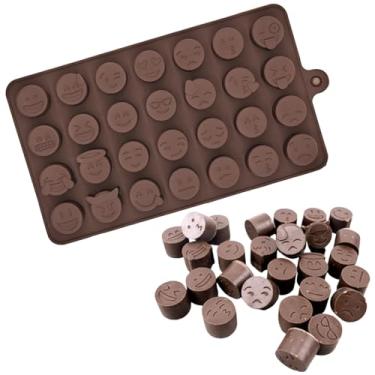 Imagem de Molde de Silicone Emojis Smiles Chocolate Bombom Forma 28 Cavidades Doces Gelo Gelatina Resina