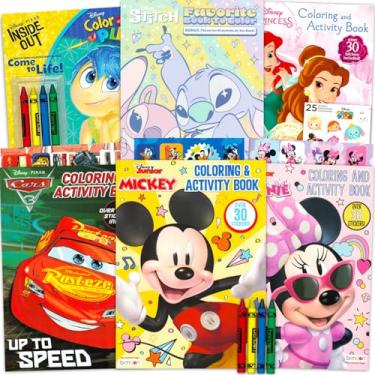 Imagem de Disney Conjunto de livros de colorir clássicos para crianças – Pacote de atividades para colorir com adesivos, inclui Mickey Mouse, Minnie, Princesa, mais atividades para meninos e meninas