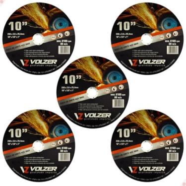 Imagem de Volzer, Kit 5 Discos de Corte Policorte Volzer Aço Inox 10 Pol x 3mm x 1 Pol 5316