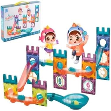 Imagem de Blocos de encaixe, brinquedo infantil, construcao criativa, cores vibrantes, plastico resistente, 54 pecas, educativo, divertido,compacto