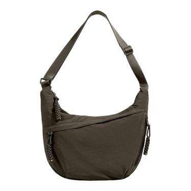 Imagem de Bolsa tiracolo de nylon crescente para mulheres, casual, bolsa de bolinho de massa, bolsa de ombro, leve, viagem, uso diário ao ar livre (verde)