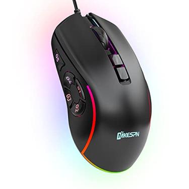 Imagem de Mouse Gamer com Fio 7200DPI 6 Níveis de DPI Ajustáveis 10 Botões Programáveis Iluminação RGB Botão Voltar para a Área Tr