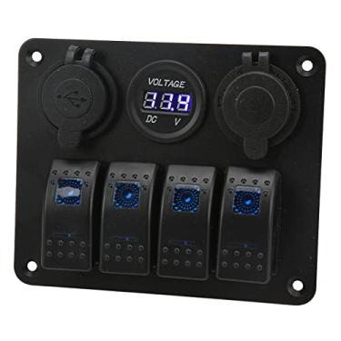 Imagem de RiToEasysports Painel de Interruptor Rocker Marinho de 4 Gangues, Soquete de Isqueiro USB, Controle Vários Dispositivos, Ideal para Iates, Trailers e Barcos