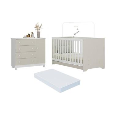 Imagem de Berço Americano 3 em 1 com Colchão Incluso e Cômoda 1 Porta 4 Gavetas Allegra Multimóveis MP4696