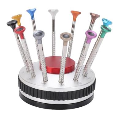 Imagem de Generic Conjuntos de Chaves de Fenda de Relógio, Chaves de Fenda de Aço Inoxidável Com Fenda de Precisão de 12 Tamanhos Com Base Antiderrapante e Mecanismo Giratório, para Reparo de