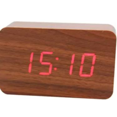 Imagem de Relógio Digital de Madeira Pequeno para Mesa com Despertador, Display Clara, Design Compacto, Ideal para Quarto e Escritório, Fácil de Operar (Aleatoria)