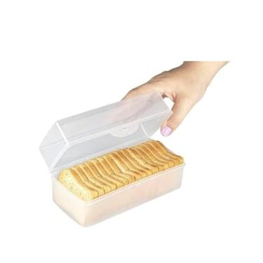 Imagem de Porta Torradas Plástico Sanremo Guarda Torradas Bolachas Branco Liso