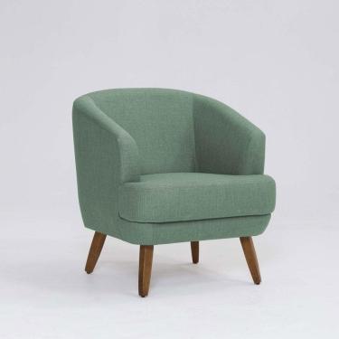 Imagem de Poltrona Decorativa Milão D07 Pés Madeira Linho Mescla Verde - D`rossi