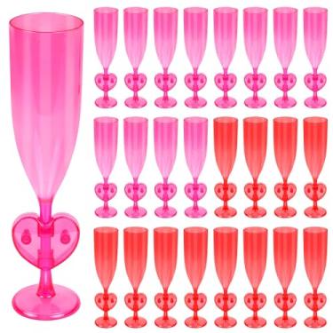 Imagem de clothmile 24 peças de taças de champanhe de plástico para o dia dos namorados coração 170 g copos de coquetel de acrílico a granel para brindes de casamento dos namorados suprimentos de festa de