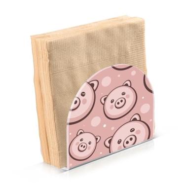 Imagem de Porcos fofos porta-guardanapos de plástico rosa rosa suporte de guardanapo vertical suportes de guardanapo exclusivos jantar para mesa de jantar decoração de casa conjunto de 2