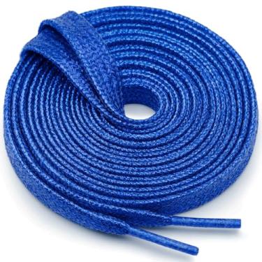 Imagem de WEGOODZF Cadarços planos com glitter: cadarços metálicos brilhantes para tênis - 2 pares, 11 azul safira, 59 inch (150CM)
