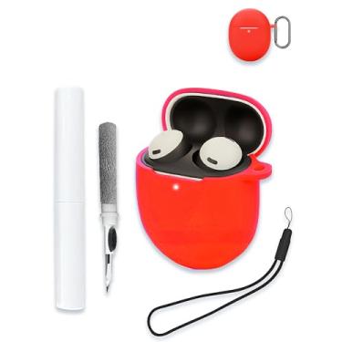 Imagem de Capa para Google Pixel Buds Pro 2 – Fones de ouvido sem fio com cancelamento ativo de ruído, capa protetora de silicone macio, portátil, resistente a arranhões, com kit de limpeza, mosquetão e cordão
