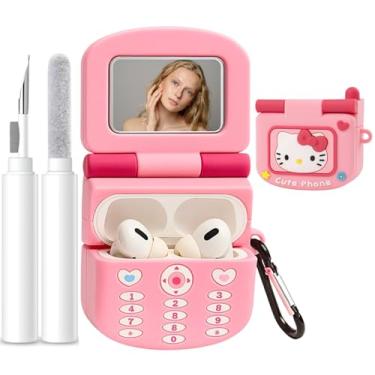 Imagem de Capa compatível com AirPods Pro 3 com kit de limpeza, desenho kawaii, capa protetora 3D para AirPods Pro 3ª geração (2025) capa com chaveiro para mulheres e meninas (espelho)