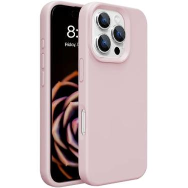 Imagem de Capa de silicone leve para iPhone 16 Pro Max, acabamento fosco liso rosa areia