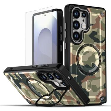 Imagem de Asuwish Capa de celular para Samsung Galaxy S25 Ultra 5G capa magnética com protetor de tela e suporte rígido híbrido de carregamento sem fio pintado S25Ultra 25S S 25 25Ultra 6.9 2025 feminino