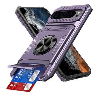 Imagem de COTDINFOR Capa para Google Pixel 9 Pro XL com suporte para cartão [loja 2 cartões] anel de 360° suporte resistente à prova de choque capa carteira protetora de corpo inteiro para Google Pixel 9 Pro XL