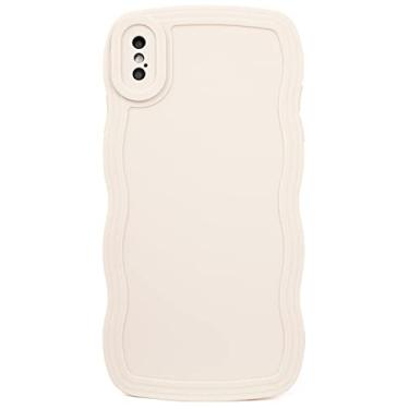 Imagem de SKYLMW Capa protetora para celular compatível com iPhone X/XS de 5,8 polegadas, linda Kawaii, ondulada, em forma de moldura ondulada, de silicone macio, à prova de choque, para mulheres e meninas, branca