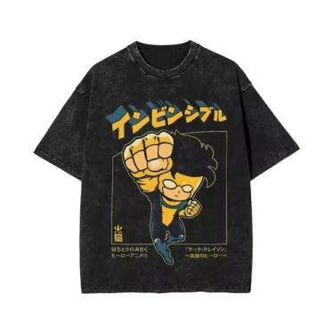 Imagem de Camiseta Gráfica Masculina Retro Invencível Com Estampa De Desenho Ani