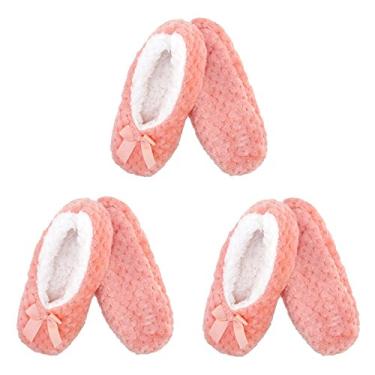 Imagem de BambooMN - Pantufas felpudas confortáveis de microfibra super macias para adultos e meias forradas antiderrapantes, Cor 03, 11-12
