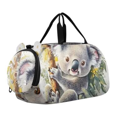 Imagem de Cesta de coelhinho da páscoa tulipas bolsa de mão para meninos e crianças pequenas bolsas de viagem bolsas de viagem para academia e crianças, Lindo coala eucalipto cinza floresta, Clássico