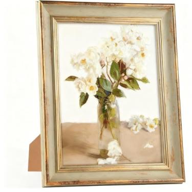 Imagem de RIVERVALLA Porta-retrato A4, vintage, retrô, moldura de parede verde dourada, para família, para 20 x 28 cm, pôster, arte, mesa, decoração de casa, aniversário, Natal, mãe, avó, mulheres, presentes