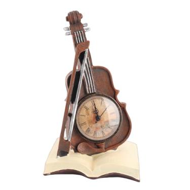 Imagem de Relógio de violino vintage, escultura em resina, relógio de mesa antigo, modelos de violino, instrumento musical, ornamentos para decoração de mesa de escritório