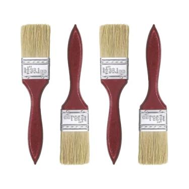 Imagem de HARFINGTON 4 pincéis de pintura com lascas grossas duplas de 3,8 cm com alça de madeira para pintura de arte faça você mesmo, móveis, cercas, deck, parede, porta, vermelho, vermelho