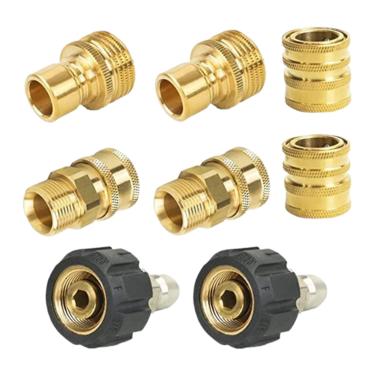 Imagem de Adaptadores para Lavadora de Alta Pressão - Latão Bar | Jogo de Conexões para Lavadora de Alta Pressão,para Limpeza Doméstica Lavagem de Veículos e Canteiros de Obras