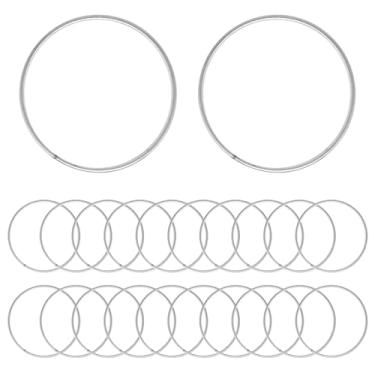 Imagem de YuGtcen 22 argolas de anel de macramê, anéis de apanhador de sonhos de 80 mm, argolas de metal prata para artesanato faça você mesmo, grinalda floral, decoração de casa e pendurar na parede