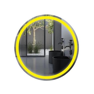 Imagem de Espelho Com Led Redondo Touch 80x80 Cm Jateado Sala Banheiro - Flash G