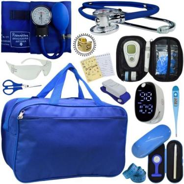 Imagem de Kit Bolsa Cores Aparelho de Pressao Esfigmomanometro Estetoscópio Medi