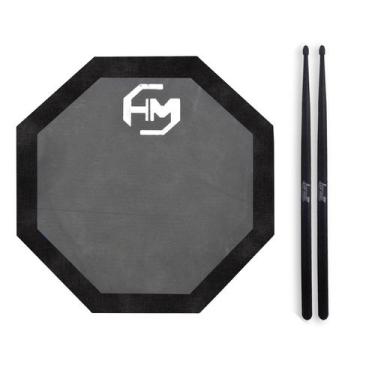 Imagem de Kit Pad Estudo Bateria HM Pto e Baquetas Fibra Torelli TQ020 - Flash