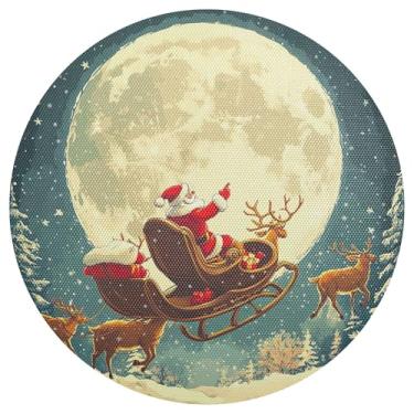 Imagem de xigua Jogo americano redondo de Natal Papai Noel, tapete de mesa redondo antiderrapante resistente ao calor, tapetes de mesa de 48 cm para decoração de cozinha, jantar e festa