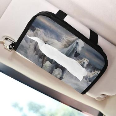 Imagem de SEHANY Suporte de lenços de carro Majestic Horse, caixa de lenços para carro, viseira solar, porta-guardanapos retangular, dispensador de máscara de carro, caixa de lenços de papel para automóveis