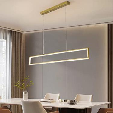Imagem de Luminária de mesa para sala de jantar, luminária pendente LED com intensidade ajustável e controle remoto, ideal para escritório, sala de estar, quarto e cozinha (dourada, 100 cm de comprime