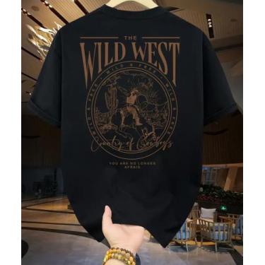 Imagem de Camiseta Casual Algodão Premium Wild West - Markelly, Preto, G4