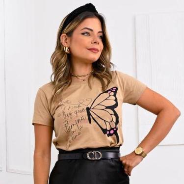 Imagem de T-shirt Feminina Manga Curta Gola Redonda Algodão Roupa Feminina - loj