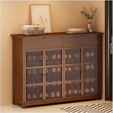 Imagem de Armário De Armazenamento De Sapatos De Bambu,armário De Sapatos Com 2 Portas/3 Portas/4 Portas,para Corredor,armário De Sapatos De Pé Livre Para Sala De Estar,sapateira Co, Brown, 130CM