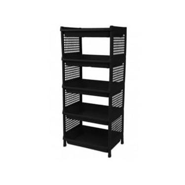 Imagem de Estante Modular em Plástico 5 Prateleiras Organizadora Multiuso para Cozinha Quarto Escritório Fruteira(Preto)