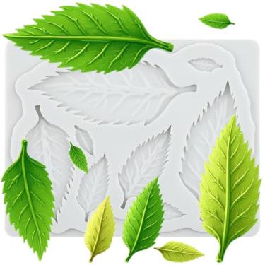 Imagem de MYPRACS Molde de fondant de folhas de silicone para decoração de bolos, cobertura de cupcake, pasta de goma de chocolate, argila de polímero